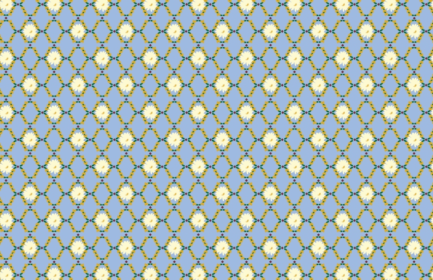 Repeating pattern featuring daisies and leaves